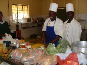 Chefs at the rest camp volunteering to cook the food for us. Thank you!